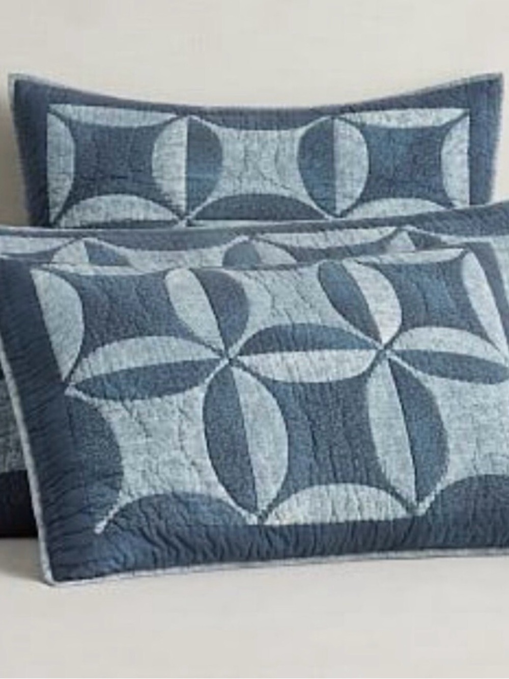 Pottery Barn HARPER Standard Sham Blue Indigo Floral Patchwork Quilted NWT